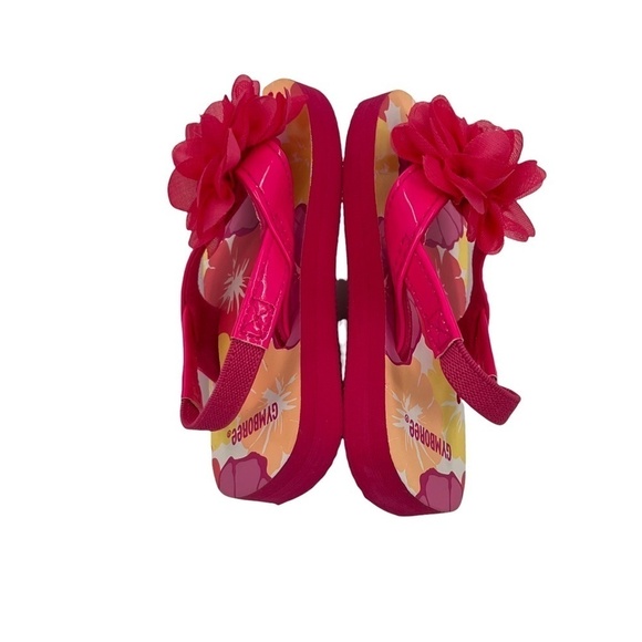 NWT Gymboree Pink Yellow Floral Thong Slingback Sandals Size 5/6 Girl's - Picture 4 of 7
